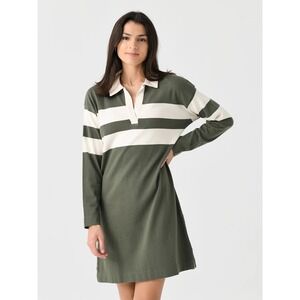 Faherty Sport Jersey Polo Dress In Green Size Large Preppy Rugby Casual
